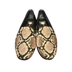 By Paige Needlepoint Flats Women's Size 7.5 Beige Black Snake Print Shoes